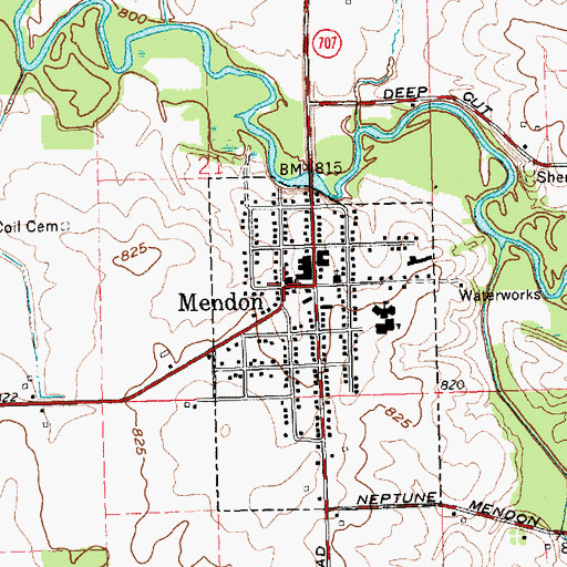 Topographic Map of Mendon First Church of God, OH