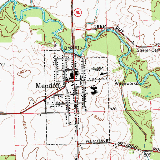 Topographic Map of Mendon United Methodist Church, OH