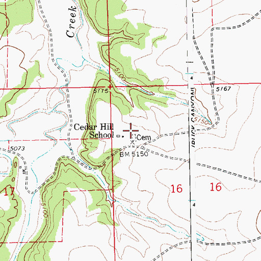 Topographic Map of Cedar Hill Cemetery, CO