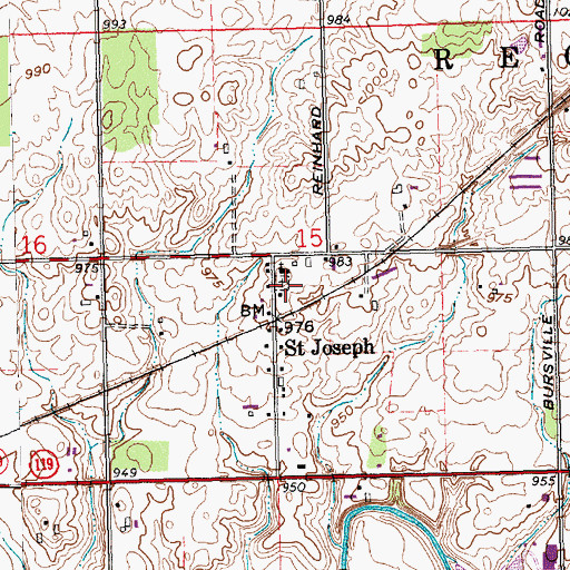 Topographic Map of Saint Joseph Catholic Cemetery, OH