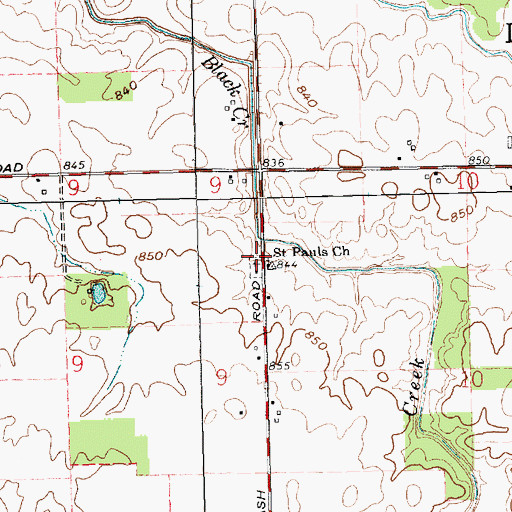 Topographic Map of Saint Pauls Lutheran Cemetery, OH