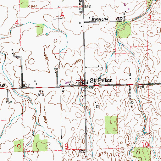 Topographic Map of Saint Peters Catholic Cemetery, OH