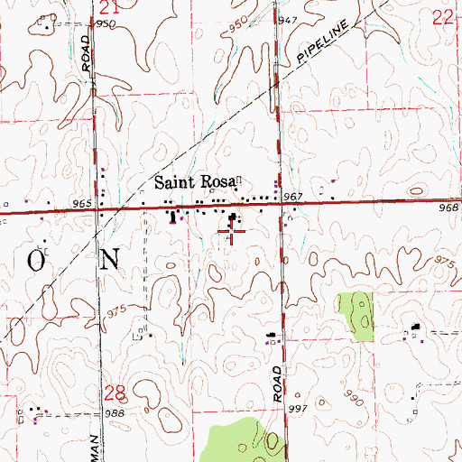 Topographic Map of Saint Rose Catholic Cemetery, OH