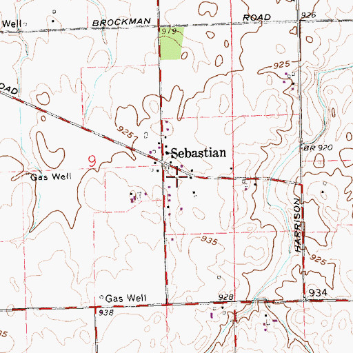 Topographic Map of Saint Sebastian Catholic Cemetery, OH