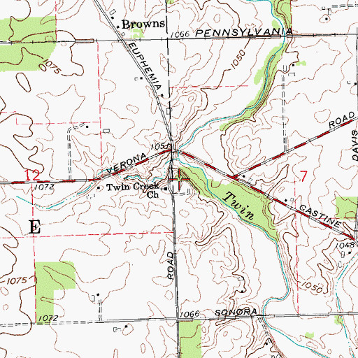 Topographic Map of Brown Cemetery, OH