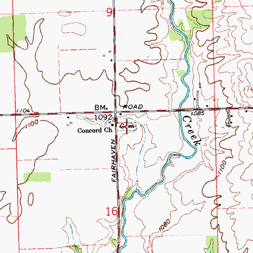 Topographic Map of Concord Cemetery, OH