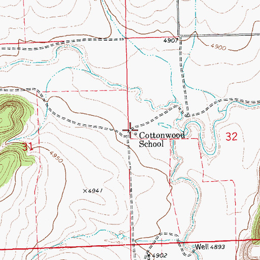 Topographic Map of Cottonwood School, CO