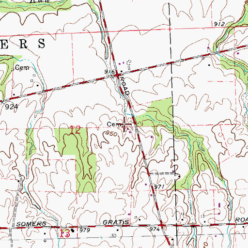 Topographic Map of Davis Cemetery, OH