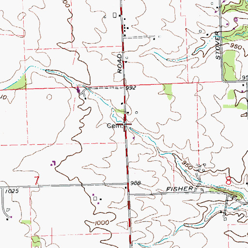 Topographic Map of Fisher Cemetery, OH