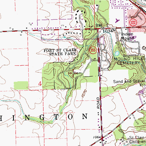 Topographic Map of Fort Saint Clair Cemetery, OH