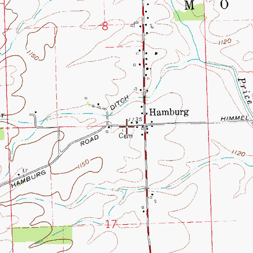 Topographic Map of Hamburg Cemetery, OH