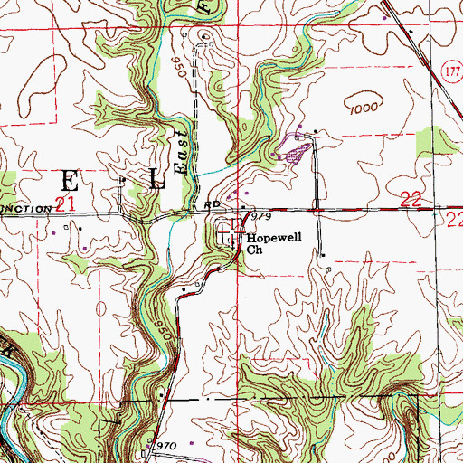 Topographic Map of Hopewell Cemetery, OH
