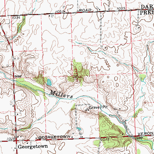 Topographic Map of Hunt Cemetery, OH