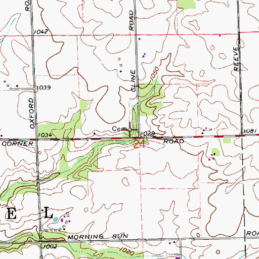 Topographic Map of John Ramsey Cemetery, OH