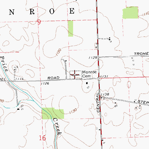 Topographic Map of Monroe Cemetery, OH