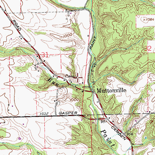 Topographic Map of Muttonville Cemetery, OH