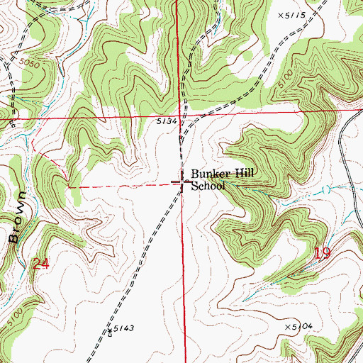 Topographic Map of Bunker Hill School, CO