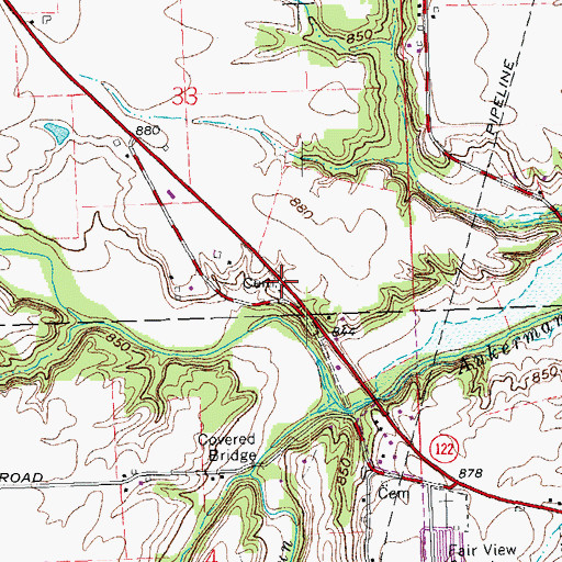 Topographic Map of Ray Cemetery, OH