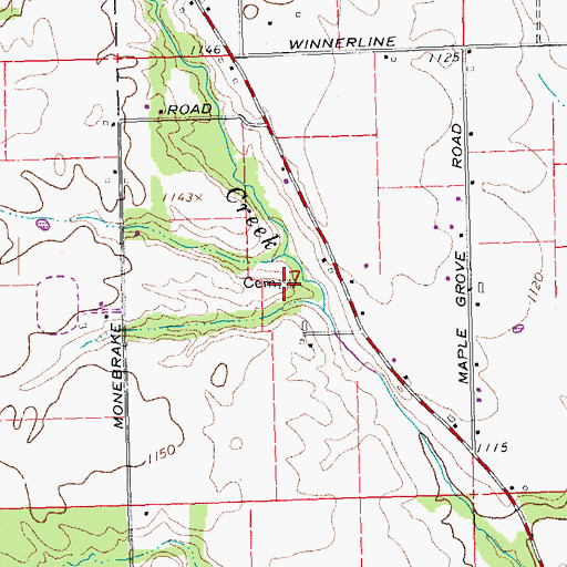 Topographic Map of Sherer Cemetery, OH