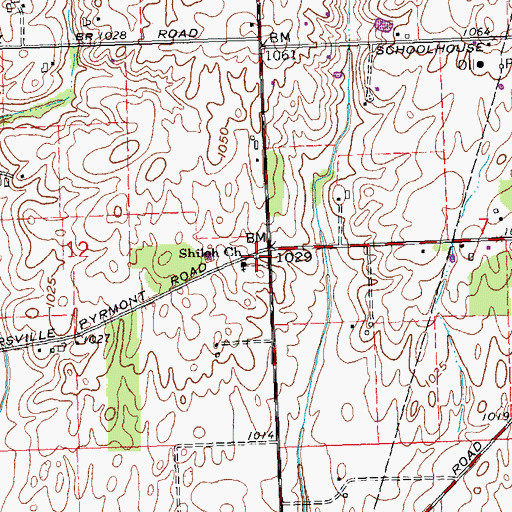 Topographic Map of Shiloh Lutheran Cemetery, OH
