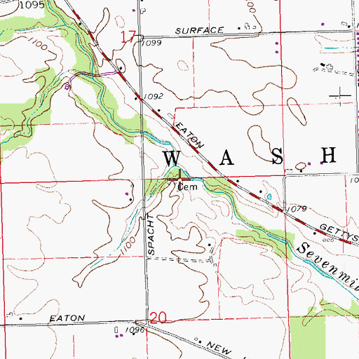 Topographic Map of Spacht Cemetery, OH