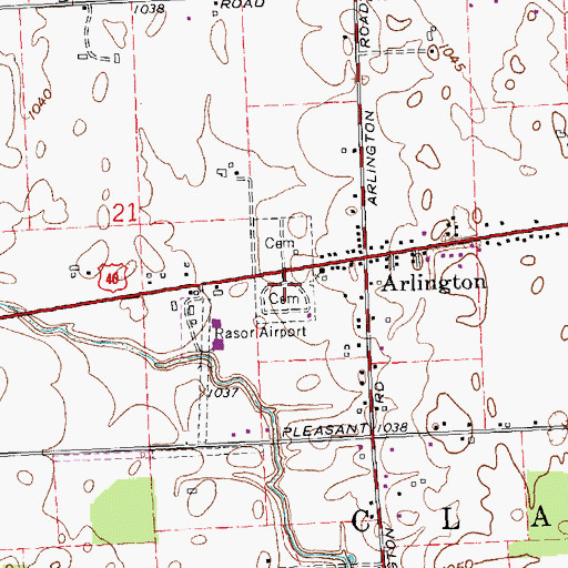 Topographic Map of Arlington Cemetery, OH