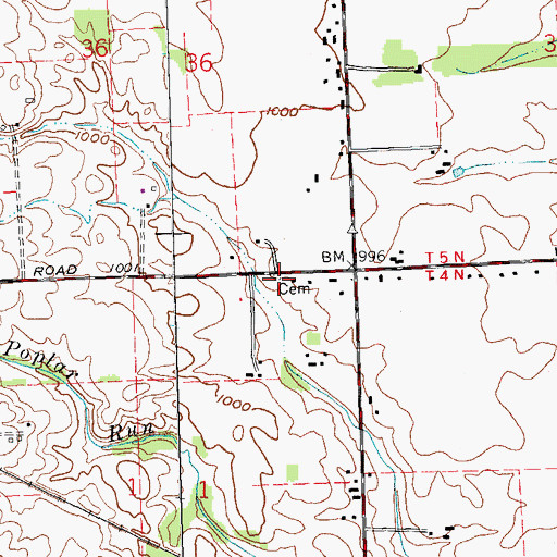 Topographic Map of Arnold Cemetery, OH