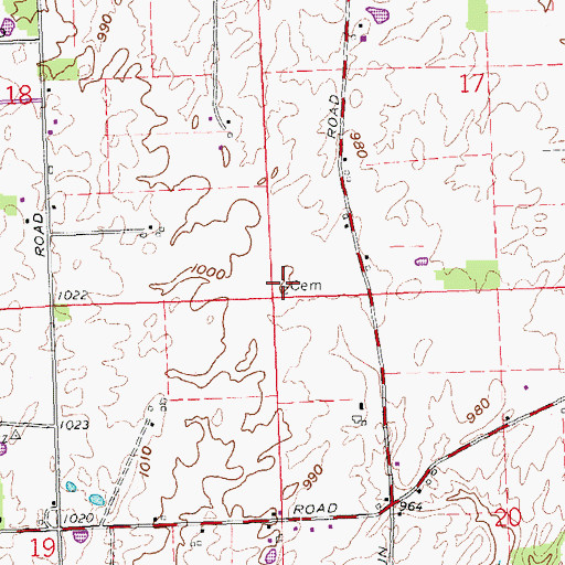 Topographic Map of Brown Run Cemetery, OH