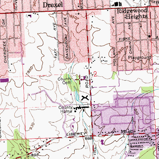 Topographic Map of County Infirmary Cemetery, OH