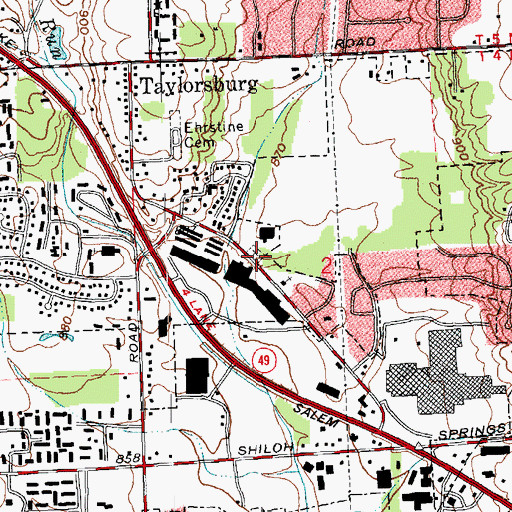 Topographic Map of Dunker Church Cemetery, OH