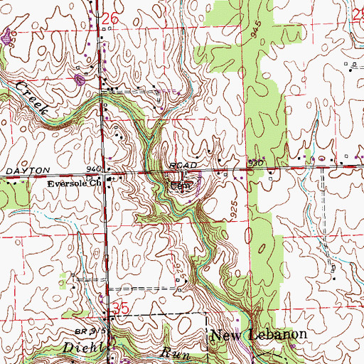Topographic Map of Eversole Cemetery, OH