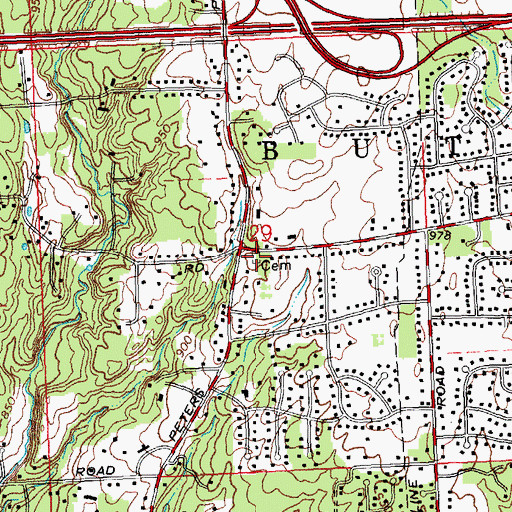 Topographic Map of Friends Cemetery, OH