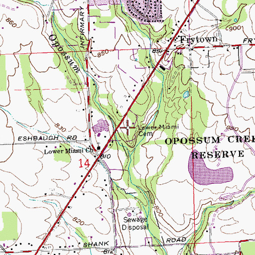 Topographic Map of Lower Miami Cemetery, OH