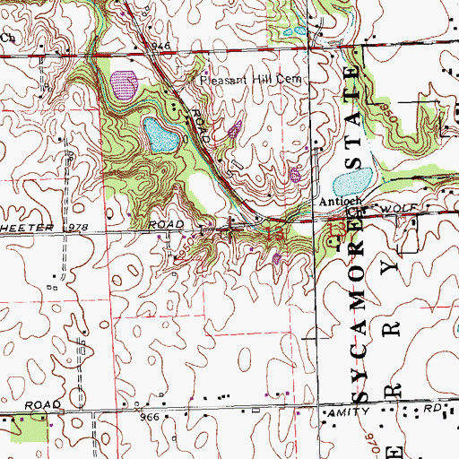 Topographic Map of McNelly Cemetery, OH