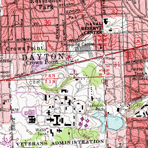 Topographic Map of Dayton National Cemetery, OH