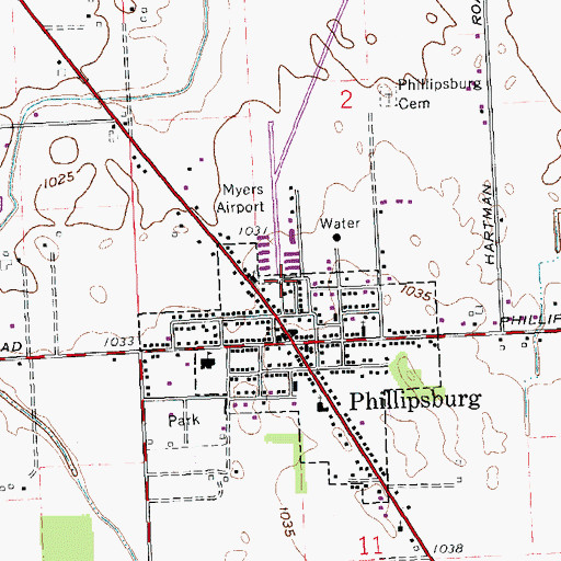 Topographic Map of Phillipsburg Christian Cemetery, OH