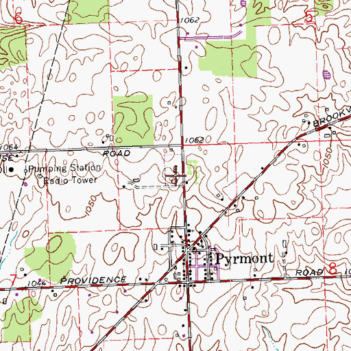 Topographic Map of Pyrmont Cemetery, OH