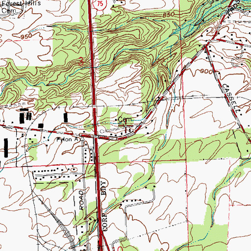 Topographic Map of Reed Cemetery, OH