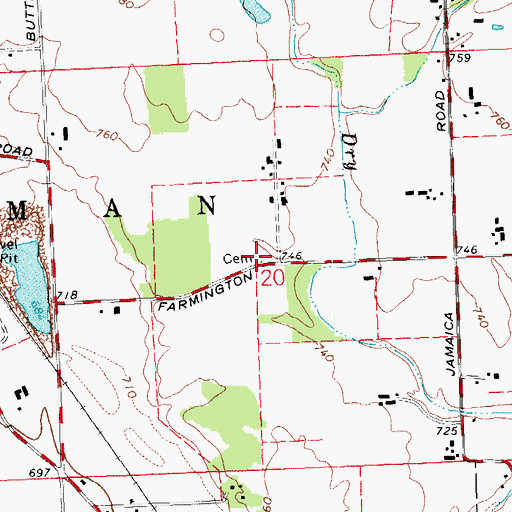 Topographic Map of Swartzel Cemetery, OH