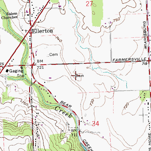 Topographic Map of Troxel Cemetery, OH