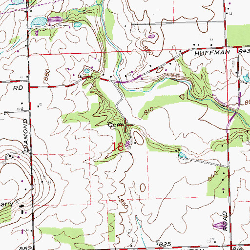 Topographic Map of Weaver Cemetery, OH