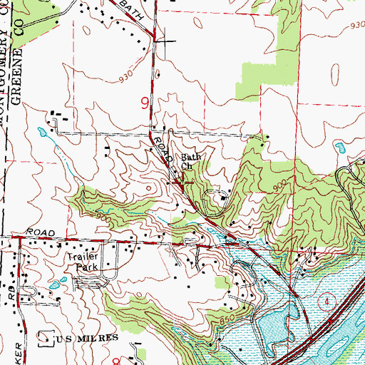 Topographic Map of Bath Cemetery, OH