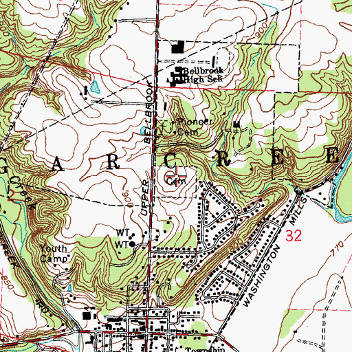 Topographic Map of Bellbrook Cemetery, OH