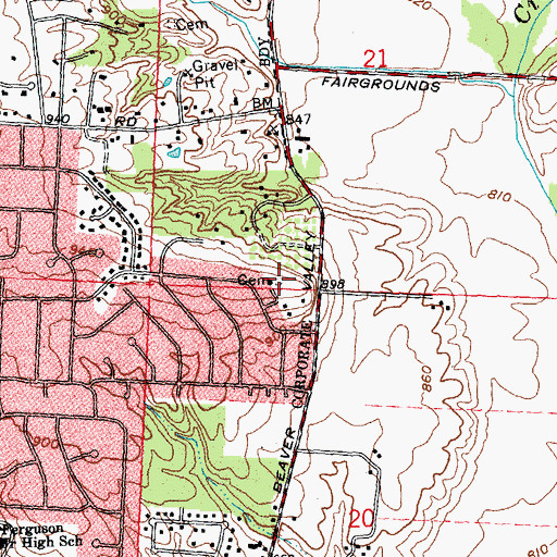 Topographic Map of Hering Cemetery, OH