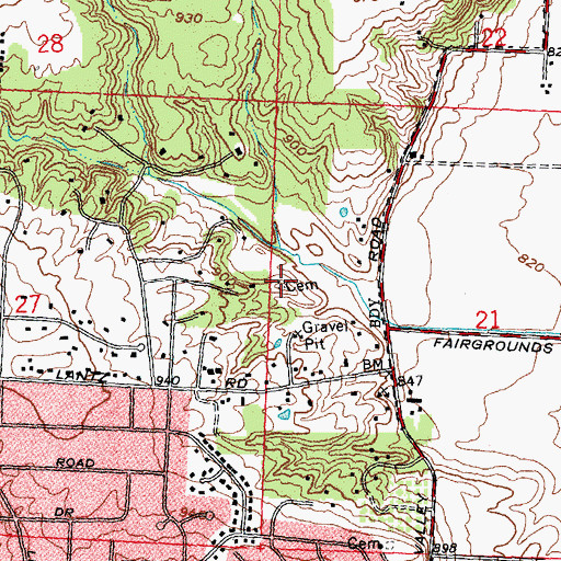 Topographic Map of Schmidt Cemetery, OH