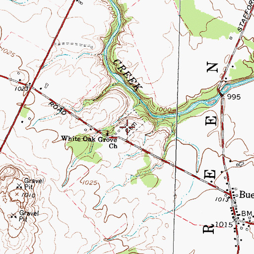 Topographic Map of White Oak Grove Cemetery, OH