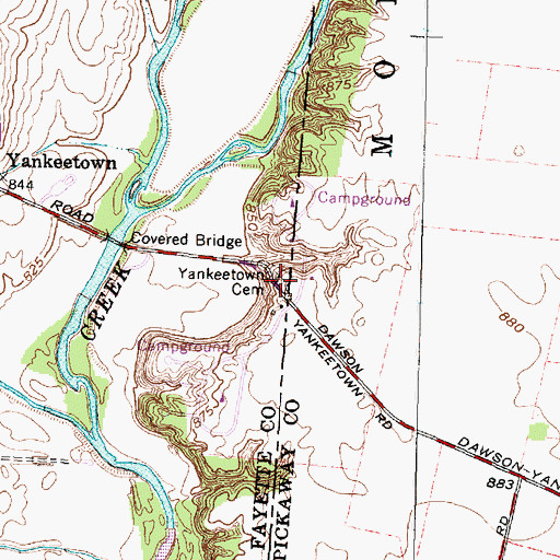 Topographic Map of Yankeetown Cemetery, OH