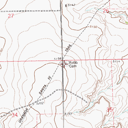 Topographic Map of Robb Cemetery, CO