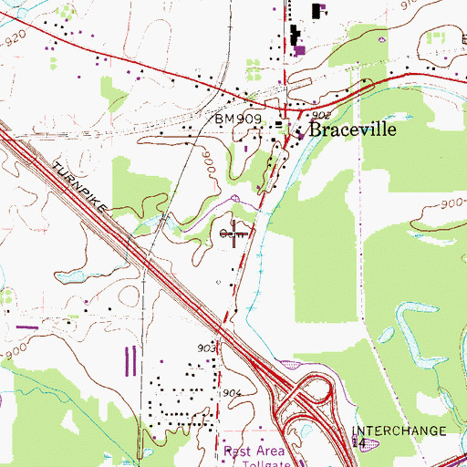Topographic Map of Braceville Center Cemetery, OH