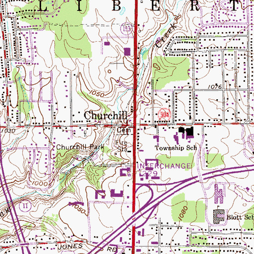Topographic Map of Church Hill Cemetery, OH